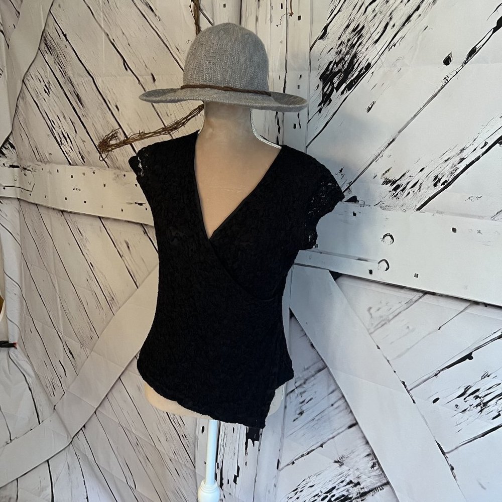 Coldwater Creek, Black Lace Top, M